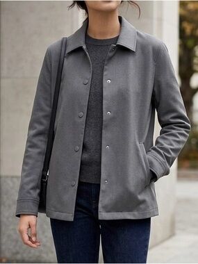 ZARA Gray 4-Way Stretch Collared‎ Snap Jacket Womens XS